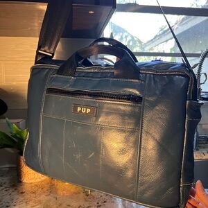 PUP Leather Messenger Bag made from Amtrak train leather seats!